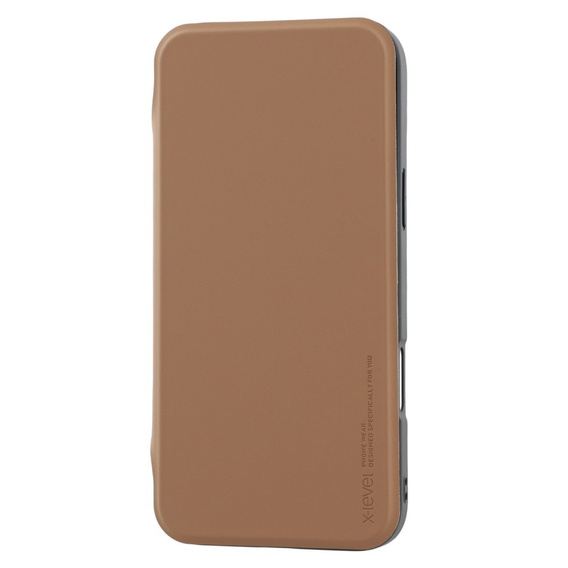 Puzdro X-LEVEL pre iPhone 16 Pro, Magnetic Card Holder, hnedé