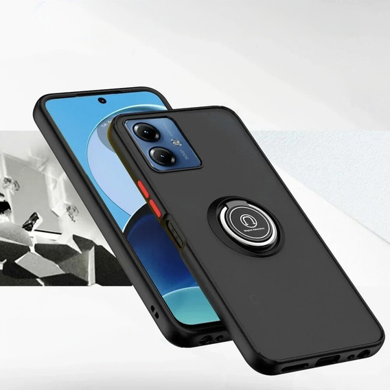 Puzdro pre Motorola Moto E14, Frosted Ring, čierne
