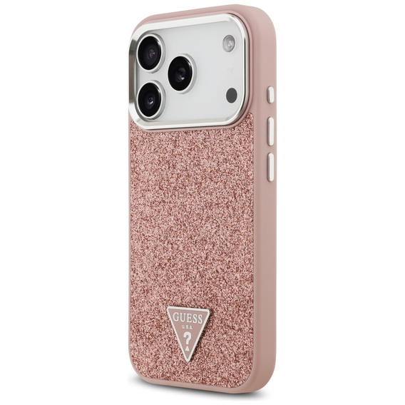 Puzdro GUESS Glitter Triangle Logo MagSafe pre iPhone 17 Pro Max