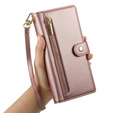 Klapkové puzdro pre Samsung Galaxy S25, Wallet Zipper Pocket, ružové
