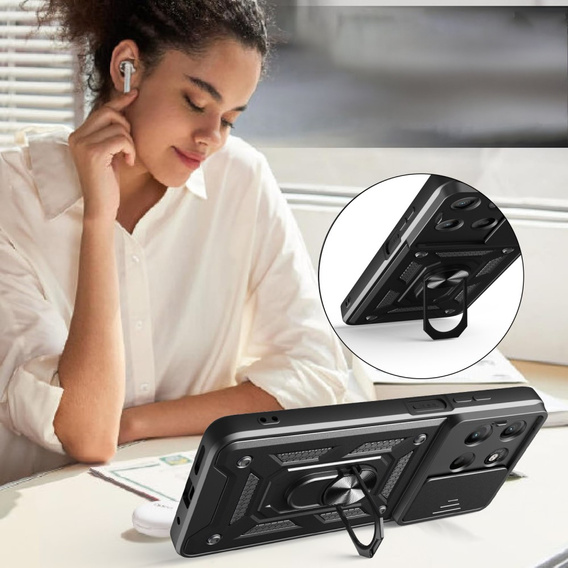 Obal na mobil pre Motorola Moto G15 / Motorola Moto G15 Power, CamShield Slide, čierne