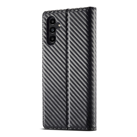 Kryt s chlopňou LC.IMEEKE pre Samsung Galaxy A17 5G, s karbónovou textúrou, čierny