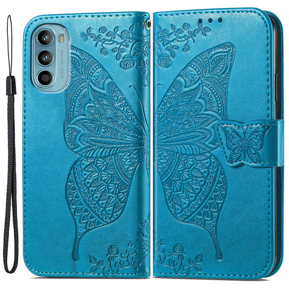 Klapkové puzdro pre Motorola Moto G52 / G82 5G, Butterfly, modré