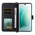 Puzdro s chlopňou pre Honor 400 5G, Crossbody Leather Wallet, čierne