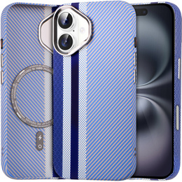 Puzdro pre iPhone 16, Carbon Fiber MagSafe, modré