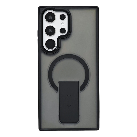 Puzdro pre Samsung Galaxy S25 Ultra, Kickstand Matt Case, pre MagSafe, čierne + sklo na displej