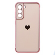 Obal na mobil pre Samsung Galaxy S21 FE, Electro heart, ružové rose gold