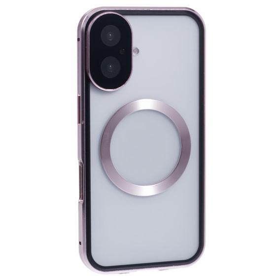 Magnetické puzdro Dual Glass MagSafe pre iPhone 16, ružové rose gold