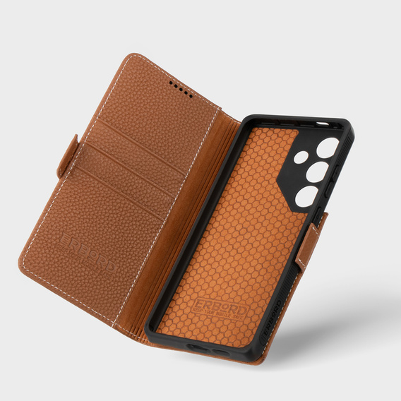 Kožené puzdro pre Samsung Galaxy S24, ERBORD LeatherWallet, hnedé