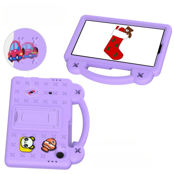 Detské puzdro pre Samsung Galaxy Tab A9, Cute Patterns, so stojanom, fialové