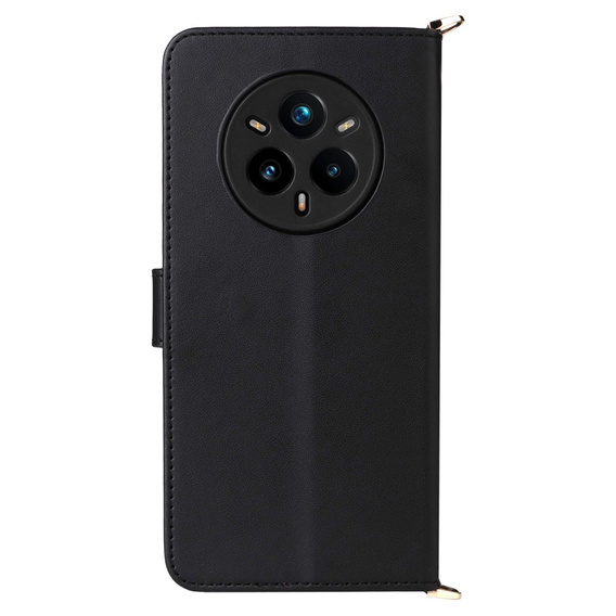 Puzdro s chlopňou pre Realme 14 Pro+ 5G, Crossbody Leather Wallet, čierne
