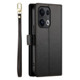 Klapkové puzdro pre Oppo Reno 13 Pro 5G, Wallet Zipper Pocket, čierne