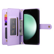 Klapkové puzdro pre Samsung Galaxy S24 FE, Wallet Zipper Pocket, fialové
