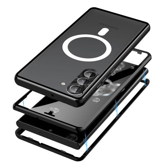 Magnetické puzdro Dual Glass MagSafe pre Samsung Galaxy S24, čierne