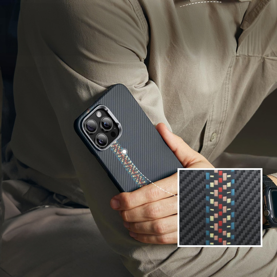 Puzdro pre iPhone 16 Pro Max, Carbon Fiber MagSafe, čierne