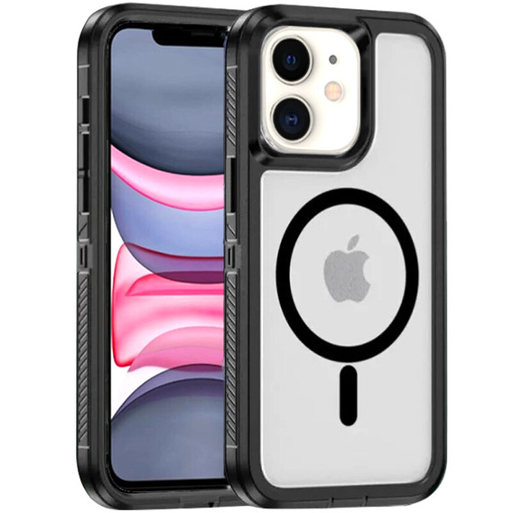 Puzdro s rámom pre iPhone 11, pre MagSafe, transparentné / čierne