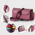 Puzdro CASEME pre Samsung Galaxy S24 FE, RFID Leather Wallet, s popruhom cez rameno, červené