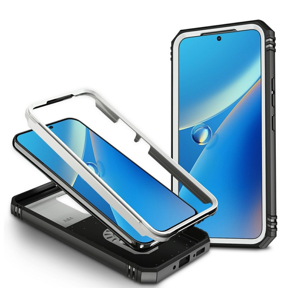 Obal na mobil pre Samsung Galaxy A54 5G, CamShield Slide, biela / čierna