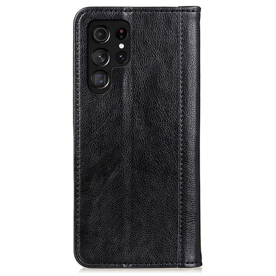 Obal na mobil pre Samsung Galaxy S24 Ultra, Wallet Litchi Leather, čierne