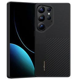 Puzdro BENKS Kevlar pre Samsung Galaxy S25 Ultra, pre MagSafe, Carbon Fiber, čierne