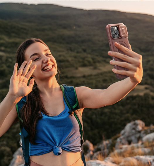 Obrnené puzdro pre iPhone 16 Pro Max, Dexnor CamProtect MagSafe, červené