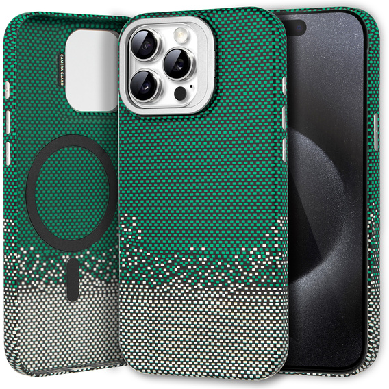 Puzdro pre iPhone 15 Pro, Frame Kickstand, pre MagSafe, Sand Green