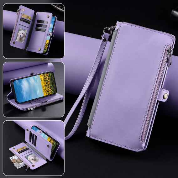 Klapkové puzdro pre Xiaomi Redmi 14C / Xiaomi Poco C75, Wallet Zipper Pocket, fialové