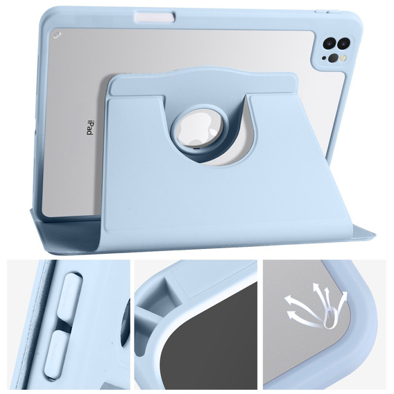 Puzdro pre iPad Pro 11" 2022/2021/2020 (4/3/2 gen.), s priestorom pre stylus, otočné o 360°, modré