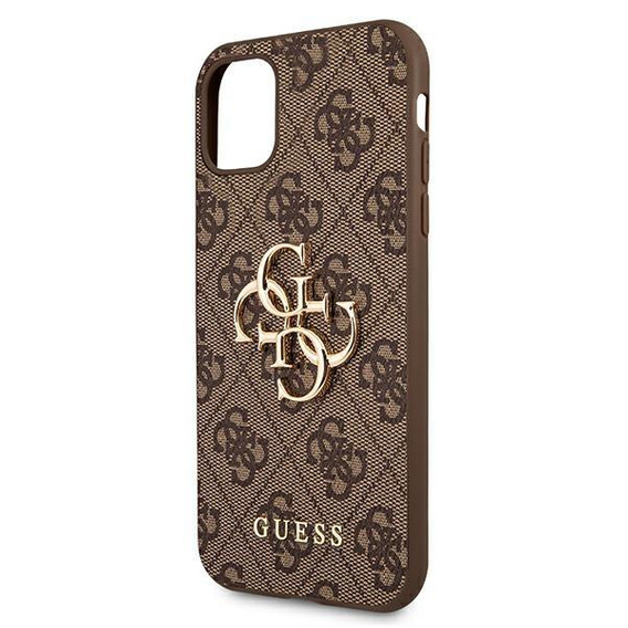 GUESS Obal na mobil pre iPhone 11, 4G Big Metal Logo, hnedé