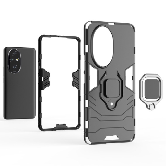 Obal na mobil pre Honor 200 Pro 5G, Kickstand Ring, čierne