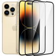 2x tvrdené sklo pre iPhone 14 Pro, ERBORD 3D pre celý displej