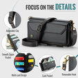 Puzdro CASEME pre Samsung Galaxy S25 FE, RFID Leather Wallet, s popruhom cez rameno, čierne