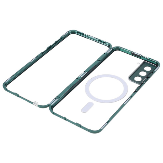 Magnetické puzdro Dual Glass MagSafe pre Samsung Galaxy S21+ Plus, zelený