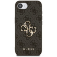 GUESS Obal na mobil pre iPhone 16E, 4G Big Metal Logo, čierne