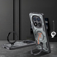 Puzdro pre Xiaomi Redmi Note 14 Pro 5G /  Poco X7 5G, Military MagSafe, sivé + sklo 9H