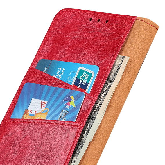 Klapkové puzdro pre Samsung Galaxy S25 Edge, Crazy Horse Wallet, červené