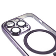 Puzdro pre iPhone 14 Pro, Electro MagSafe, fialové + sklo na displej