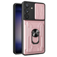 Obrnené puzdro pre Samsung Galaxy A54 5G, Camera Slide Card Slot, ružové rose gold