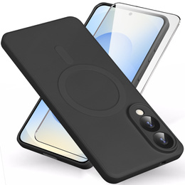 Puzdro pre Samsung Galaxy S25 Edge, Silicone Lite, čierne + sklo 9H