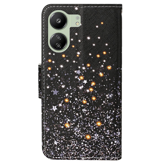 Klapkové puzdro pre Xiaomi Redmi 13C / Poco C65, Wallet, Stars, čierne
