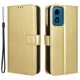 Klapkové puzdro pre Motorola Moto G24 / G24 Power / G04, Crazy Horse Wallet, zlaté