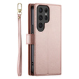 Klapkové puzdro pre Samsung Galaxy S25 Ultra, Wallet Zipper Pocket, ružové