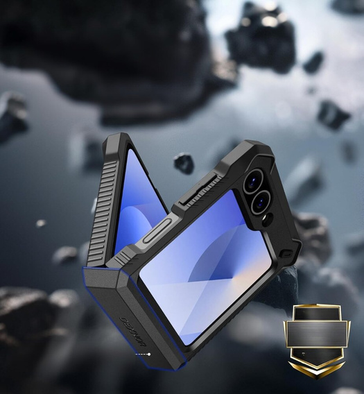 Pancierované puzdro pre Samsung Galaxy Z Flip7 FE / Z Flip6, Dexnor Clip Holder, čierne