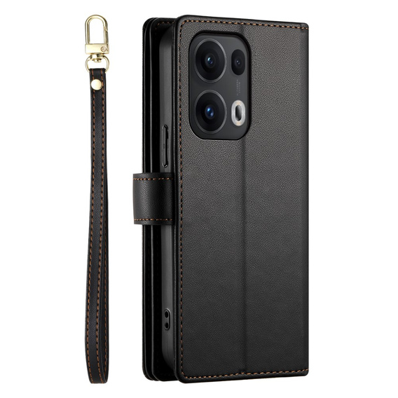 Klapkové puzdro pre Oppo Reno 13 Pro 5G, Wallet Zipper Pocket, čierne