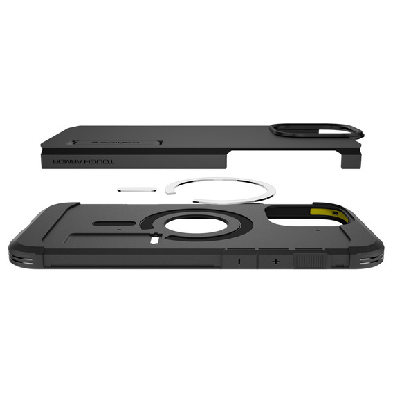 Puzdro Spigen pre iPhone 16 Pro, Tough Armor Mag MagSafe, čierne + tvrdené sklo 9H