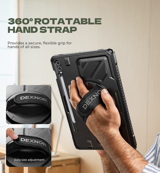 360° puzdro Dexnor s popruhom a držiakom na stylus pre Samsung Galaxy Tab S9+ / S10+