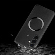 Obal na mobil pre Samsung Galaxy A56 5G, Leather Hybrid MagSafe, čierne