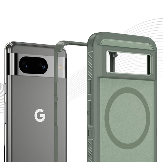 Puzdro s rámom pre Google Pixel 8A, pre MagSafe, zelený
