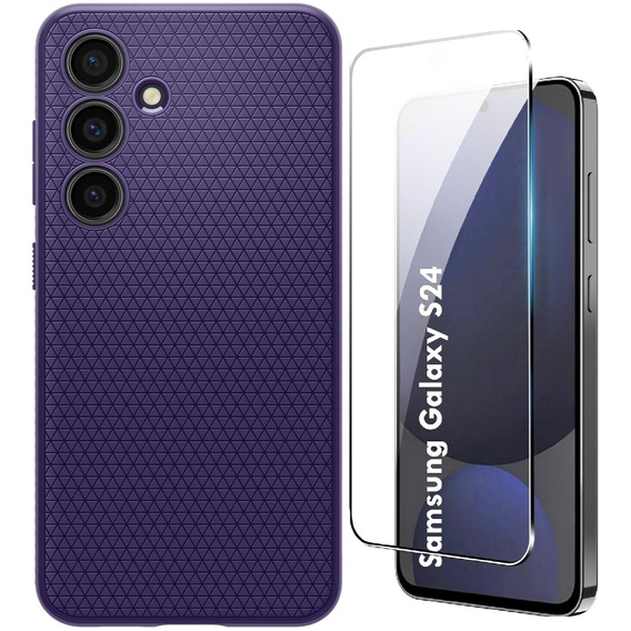 Puzdro Spigen pre Samsung Galaxy S24, Liquid Air, fialové + tvrdené sklo 9H