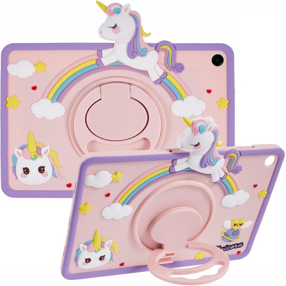 Detské puzdro pre Samsung Galaxy Tab A9+, Cute Patterns, so stojanom, ružové